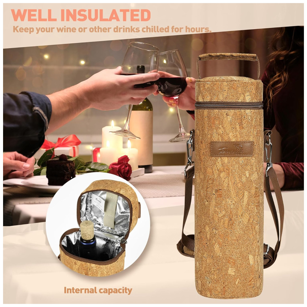 Bolsa Térmica para Transporte de Garrafa de Vinho Tirrinia com Alça de Ombro - Ideal para Piqueniques Festas e Restaurantes - Imagem 4