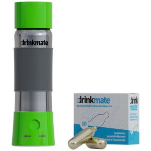 Garrafa de Água Carbonatada com 10 Carregadores de CO2 de 8g DrinkMate Verde