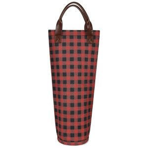 Sacola Térmica para Vinho Tirrinia Prática e Estilosa Ideal para Viagens e Piqueniques Presente Ideal para Amantes de Vinho - Xadrez Vermelho