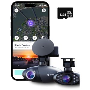 Câmera Veicular Pro Full HD 1080p com GPS Visão Noturna Cartão SD de 32 GB Wi Fi NEXAR Preto