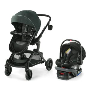 Carrinho de Bebê Travel System 3 em 1 com Assento Reversível e Cesto de Armazenamento Extragrande Expansível Graco Modes™ Nest DLX Preto