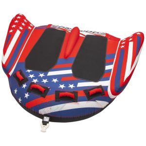 Boia Rebocável para 2 Pessoas Carga Máx 154 kg com Drenagem 4 Alças e Conector Rápido ZOOMBROS Azul e Vermelho