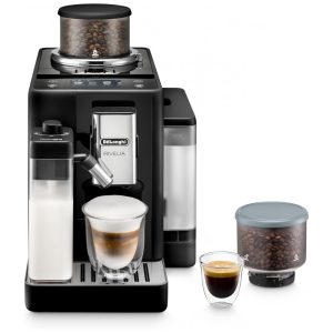 Máquina de Café Espresso Automática De'Longhi Rivelia Preta Moedor Integrado Espumador Sistema Bean Switch 120V