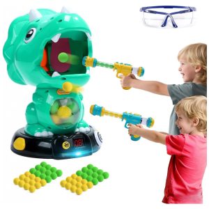 EagleStone Dinossauro Triceratops Móvel com Jogo de Tiro 2 Armas 48 Bolas de Espuma Placar LCD - Diversão para Crianças