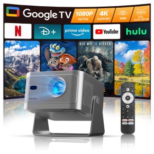Projetor Inteligente Alwtniet Cinza Google TV 4K Wifi Bluetooth Auto Foco HY350GT