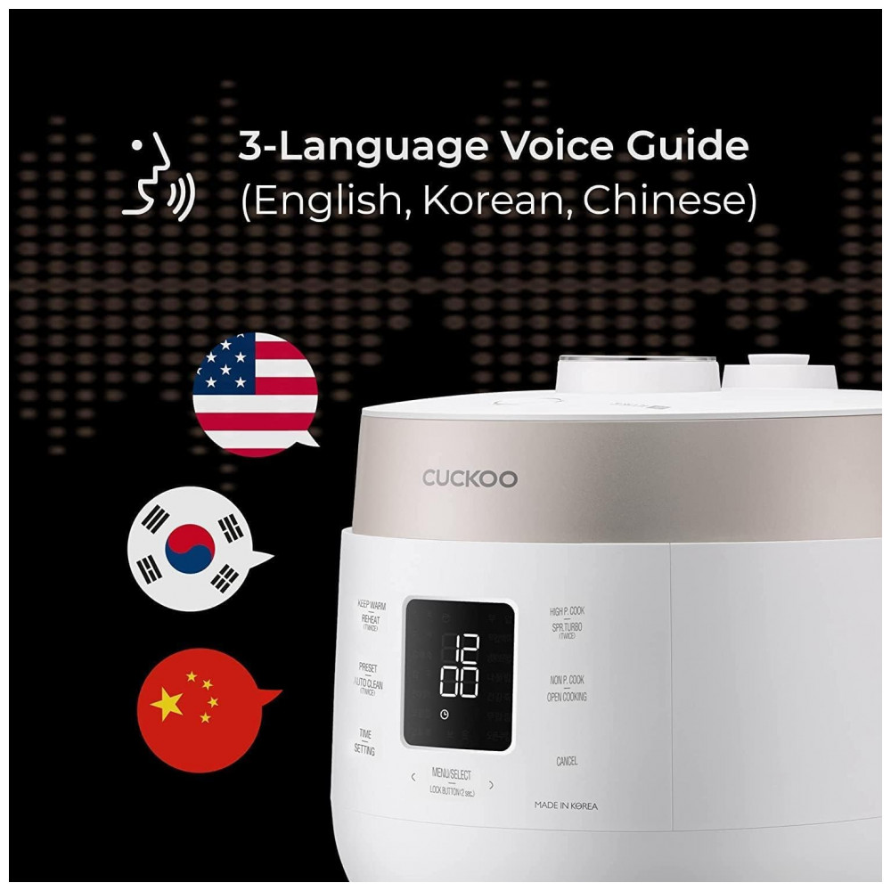 Panela de Arroz Elétrica até 10 Xícaras não Cozidas com 12 Modos Programáveis CUCKOO CRP ST1009F 110V Branca - Imagem 2