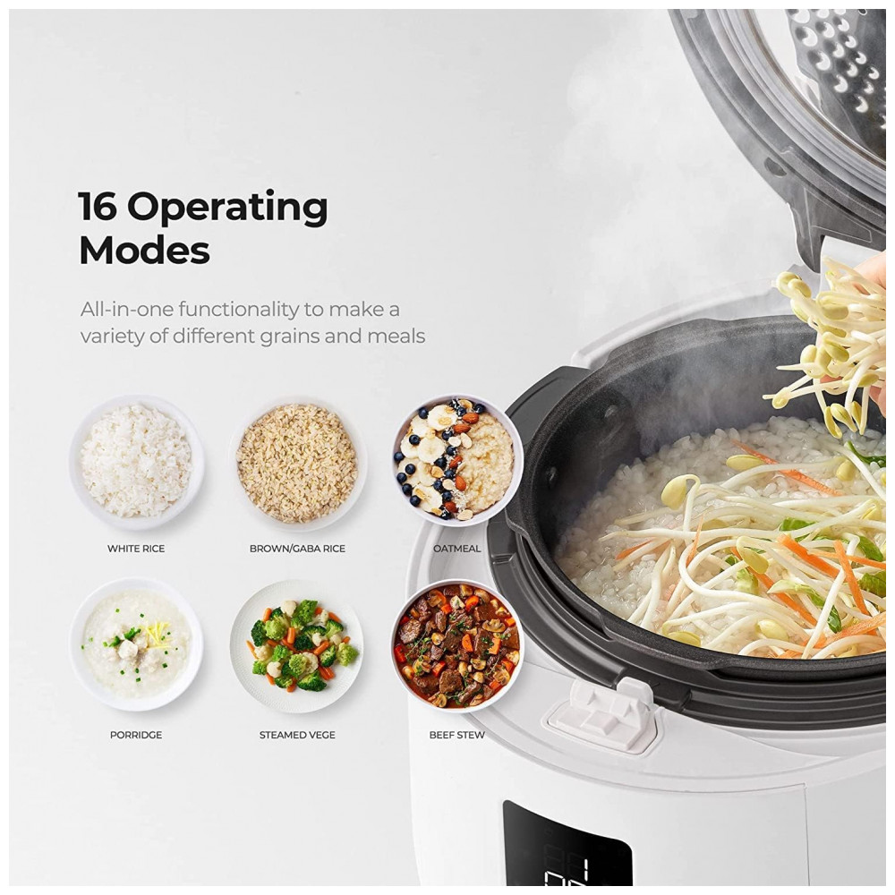 Panela de Arroz Elétrica até 10 Xícaras não Cozidas com 12 Modos Programáveis CUCKOO CRP ST1009F 110V Branca - Imagem 3