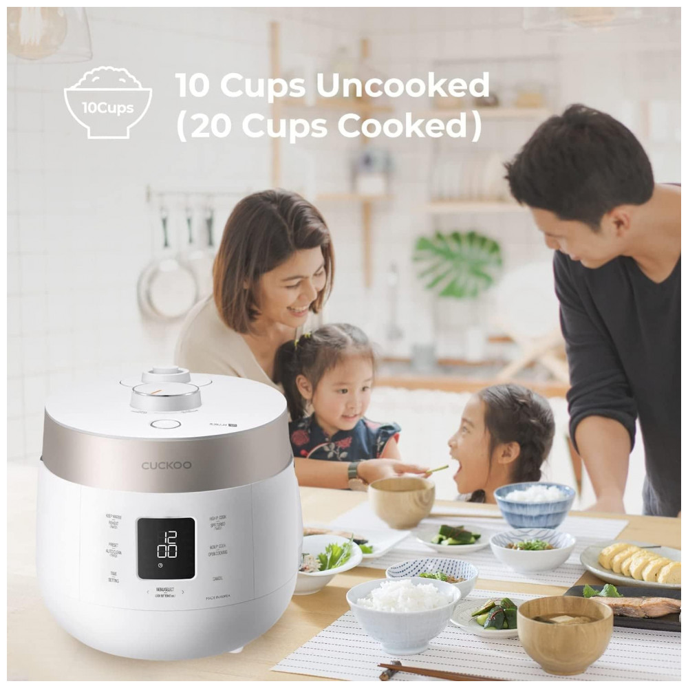 Panela de Arroz Elétrica até 10 Xícaras não Cozidas com 12 Modos Programáveis CUCKOO CRP ST1009F 110V Branca - Imagem 4