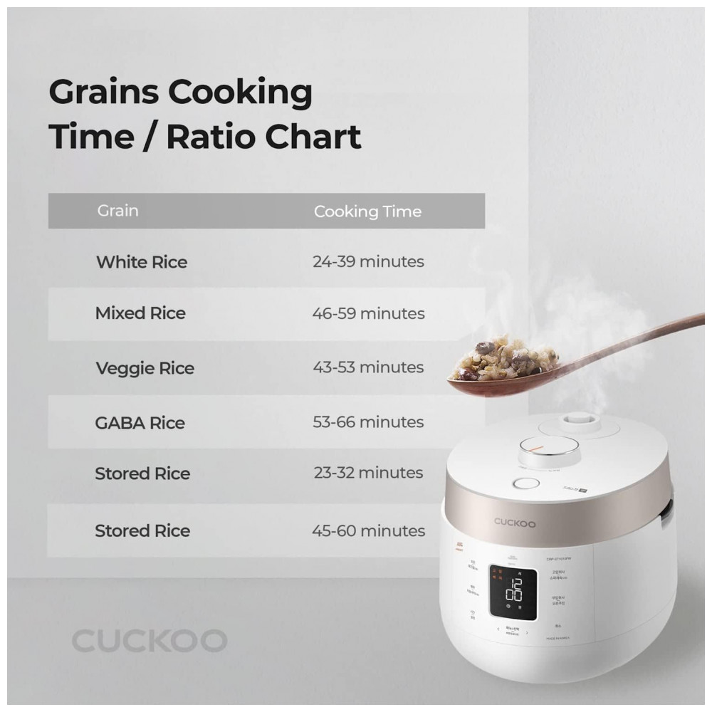 Panela de Arroz Elétrica até 10 Xícaras não Cozidas com 12 Modos Programáveis CUCKOO CRP ST1009F 110V Branca - Imagem 6