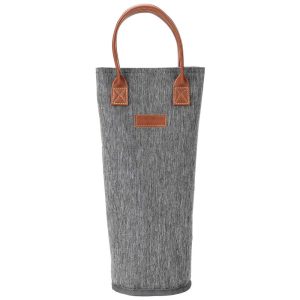 Bolsa Térmica para 1 Garrafa de Vinho Porta-Garrafas de Vinho Acolchoado Perfeito para Amantes de Vinho ou Presente de Casamento - Cinza