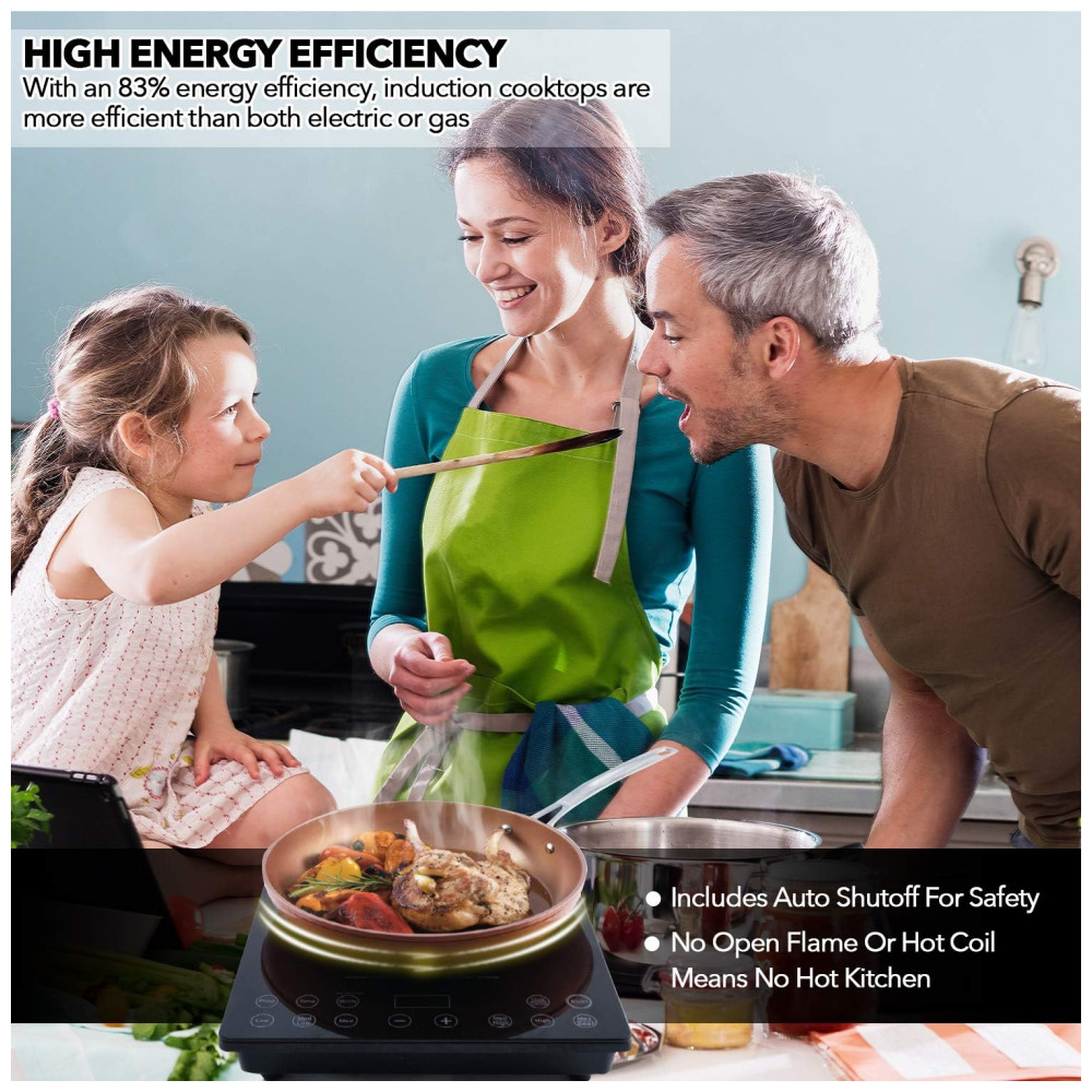 Cooktop de Indução Nuwave Pro Chef, Certificado pela NSF, Portátil, Potente 1800W, Superfície em Vidro Cerâmico Resistente a Impactos, - Imagem 3