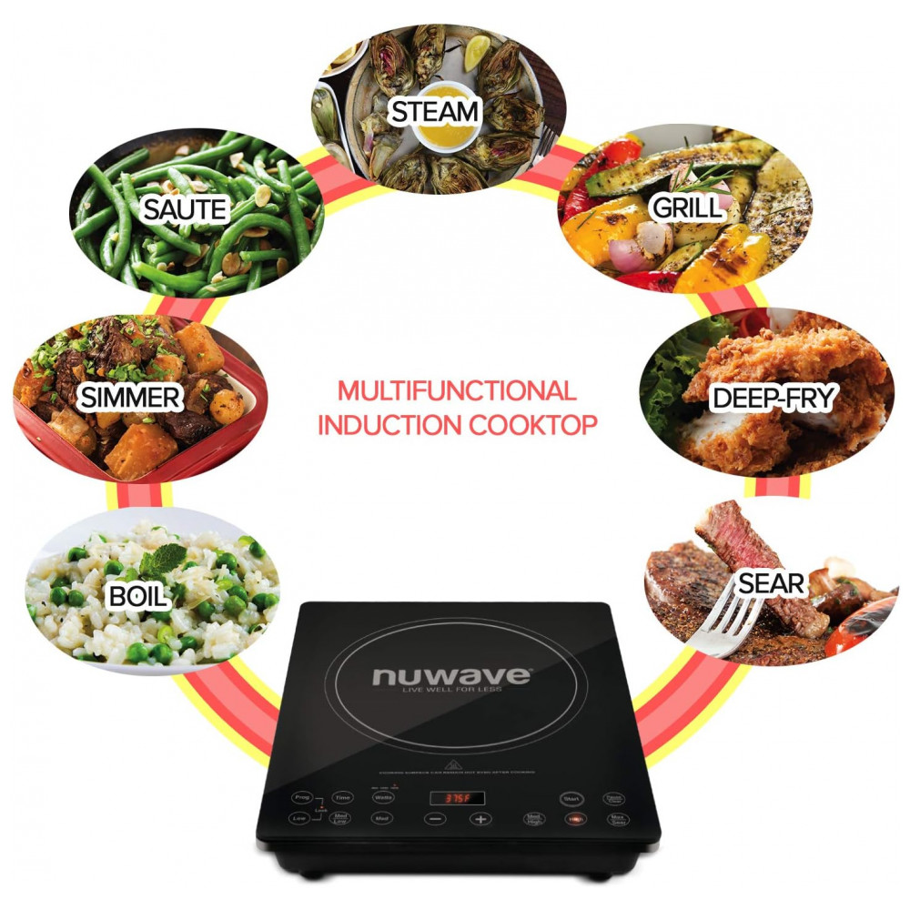 Cooktop de Indução Nuwave Pro Chef, Certificado pela NSF, Portátil, Potente 1800W, Superfície em Vidro Cerâmico Resistente a Impactos, - Imagem 7