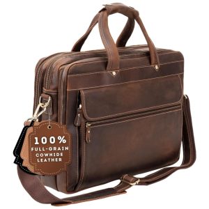 Bolsa Pasta de Couro Masculina para Laptop LUXORRO Marrom