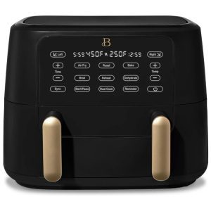 Air fryer Beautiful 9L dupla zona com divisor e bandejas crocantes Digital Touchscreen 1700W 110V preta