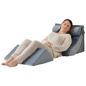 Conjunto de Travesseiros Ortopédicos Espuma Ajustável para Alívio de Dores nas Costas Pescoço e Pernas Refluxo Ácido e DRGE Axelrod Cinza