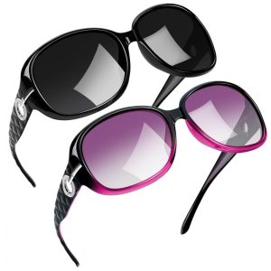 Óculos de Sol Feminino Polarizados com Proteção UV Joopin C06 2 Unidades Preto e Roxo Gradiente