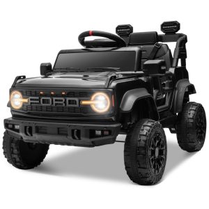 Carro Elétrico Infantil 12V Ford Bronco Raptor com Controle Remoto para Pais Suspensão nas 4 Rodas Música via Bluetooth e Luzes LED Seizeen Vermelho