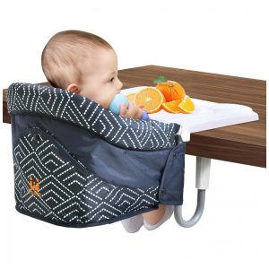 Cadeira de Alimentação Portátil com Encaixe em Mesa e Bandeja MTWML Preto