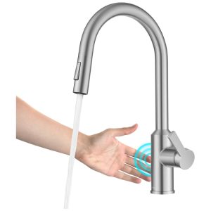 Torneira Cozinha com Sensor de Movimento de Alça Única Acabamento Resistente a Manchas KRAUS Oletto KSF-2830SFACB Aço Inoxidável