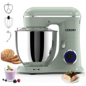 CEBORY Batedeira Elétrica 3 em 1 Verde Tigela 62L 660W 10 Velocidades para Massa e Confeitaria