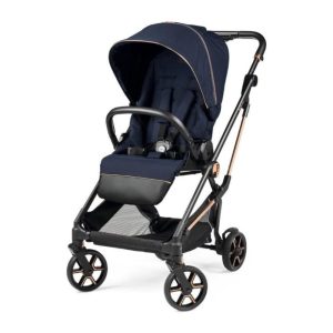 Carrinho de Bebê com Assento Grande Confortável e Reclinável Peg Perego Vivace Azul Escuro e Cobre