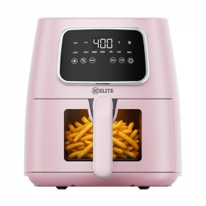 Fritadeira Elétrica Air Fryer Kitchen Elite Rosa 55L Digital 7 em 1 1500W 110V