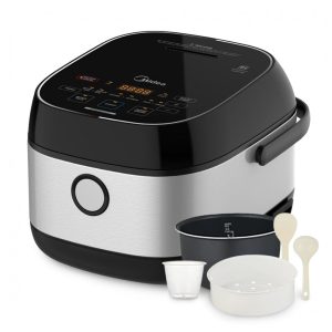 Panela de Arroz Elétrica 3L com Aquecimento por Indução e Cesto Antiaderente 110V 1130W Midea Prata