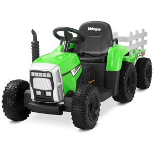 Trator Elétrico Infantil com Pneus de EVA e Motores Duplos de 35W 12V 7AH Kidzone Verde