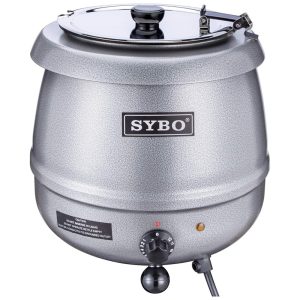 Caldeirão Elétrico Profissional para Sopa 10 Litros com Controle de Temperatura em Aço Inoxidável 110V 400W SYBO Prata