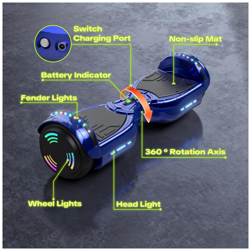Hoverboard Hoverstar Cromo Azul com Bluetooth e Rodas LED – Crianças e Adolescentes - Imagem 5