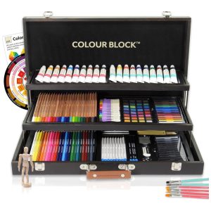 Lápis de Cor Profissional Maleta de Madeira 181pcs Aquarela Tinta Grafite COLOUR BLOCK