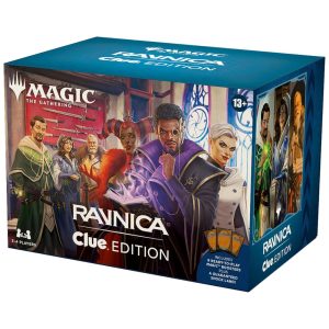 Magic: The Gathering Ravnica: Edição Clue para 3-4 Jogadores Inclui 8 Boosters Prontos para Jogar 21 Cartas de Evidência 1 Terreno de Choque em Folha e Acessórios do Jogo de Detetive