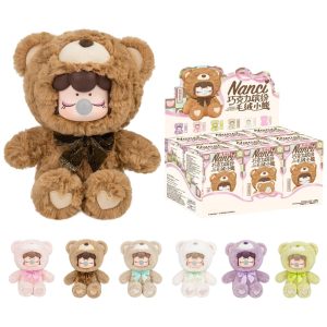 Pelúcia Surpresa ROBOTIME Nanci Blind Box Urso Colecionável 18cm Anime Sortido Cartão Personagem Plush Colorido Tema Chocolate