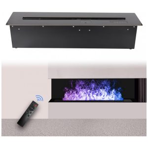 Lareira Elétrica 3D Vapor d'Água Sxysgf Chama Realista Atomizada Recessível Controle Remoto Temporizador 80cm Aço Inoxidável