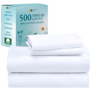 Conjunto de Lençóis de 500 Fios com Elástico Tamanho Casal Qualidade de Hotel de Luxo Extramacio California Design Den Branco