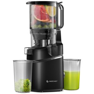 Centrifuga de Frutas com Alimentação Automática sem BPA e Limpeza Fácil 110V 250W Amzchef Preta