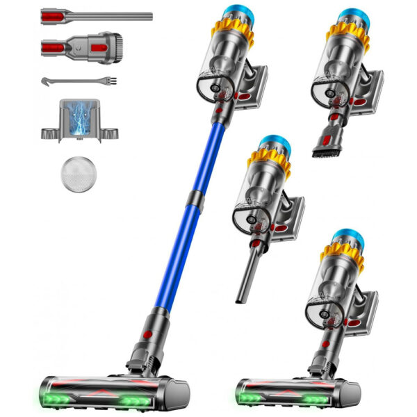 Aspirador de Pó sem Fio 600W 50KPA 65Min, Potente para Casa, Autônomo, Recarregável, Tela OLED, 1,8L, pelos de Animais, Tapetes, JRFYHFT,