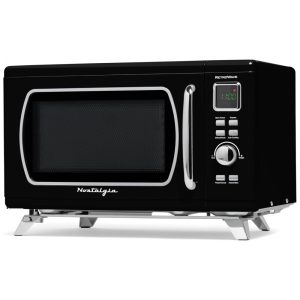 Forno Micro-ondas Retrô de Bancada Nostalgia Preto 25L 900W 5 Níveis 110V