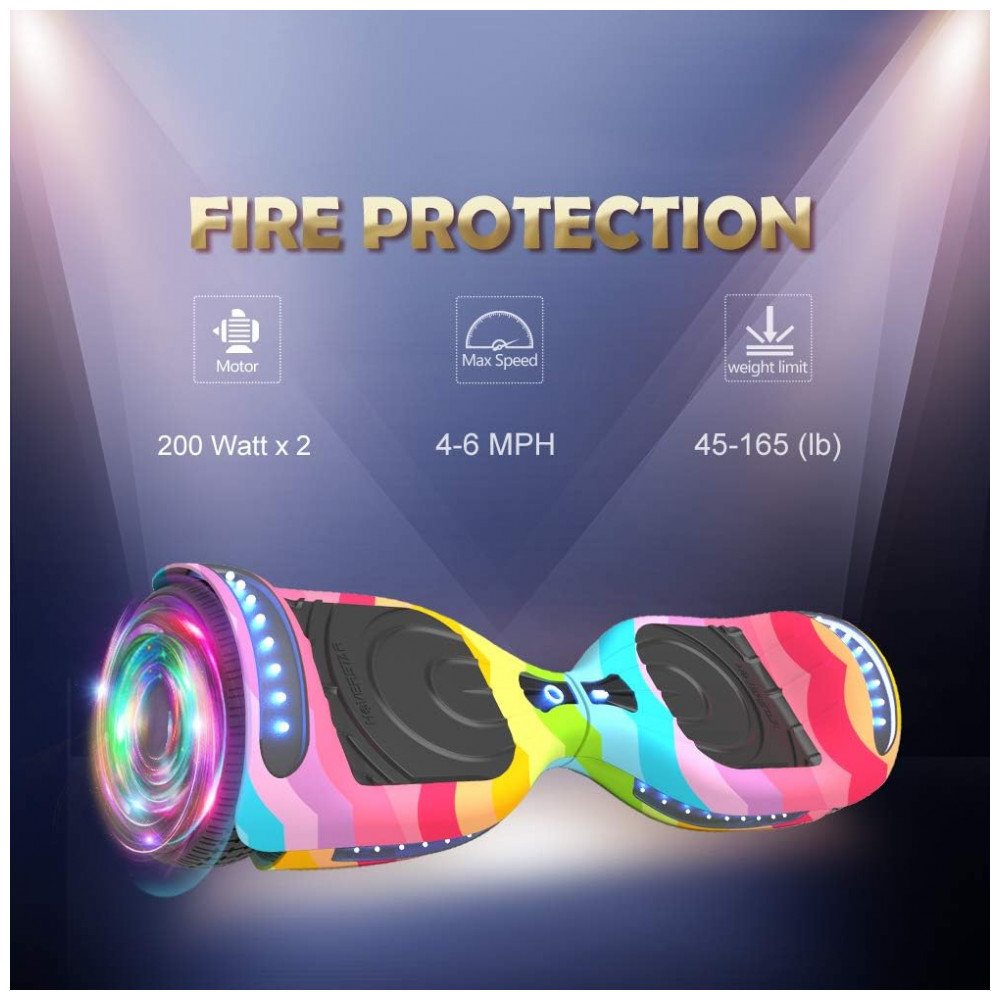 Hoverboard Certificado HS2.01 Arco-Íris com Rodas LED Piscantes, Bluetooth e Luzes LED - Imagem 5