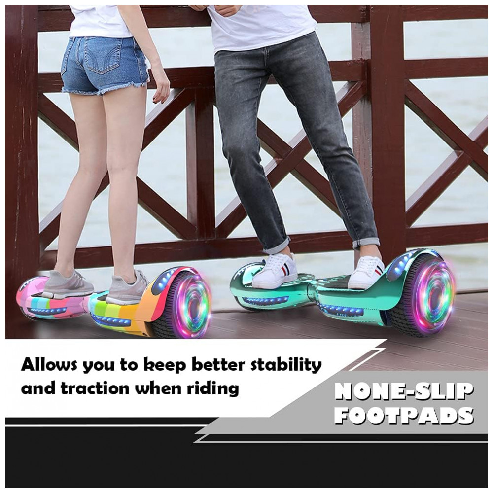 Hoverboard Certificado HS2.01 Arco-Íris com Rodas LED Piscantes, Bluetooth e Luzes LED - Imagem 6