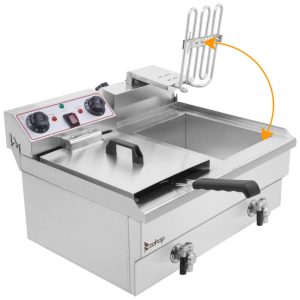 Fritadeira Elétrica Dupla Profissional 23 Litros de Capacidade Aço Inoxidável 110V 3400W Zokop