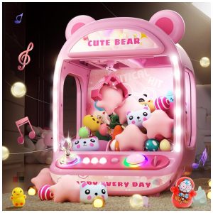 Skirfy Máquina de Garra Mini Arcade Rosa para Crianças Brinquedo Vending Machine com Prêmios e Som Presente de Aniversário para Idades 6-12