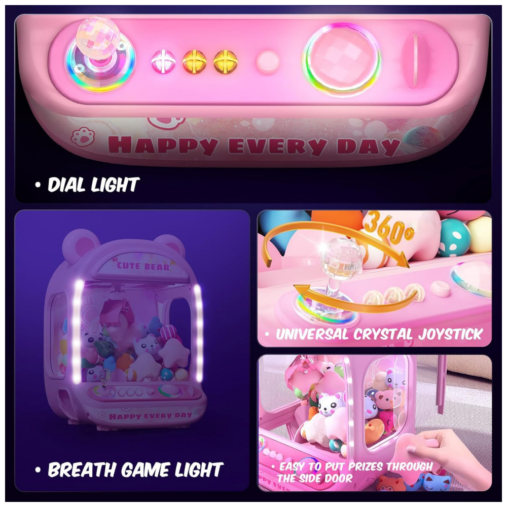 Skirfy Máquina de Garra Mini Arcade Rosa para Crianças, Brinquedo Vending Machine com Prêmios e Som, Presente de Aniversário para Idades 6-12 - Imagem 5