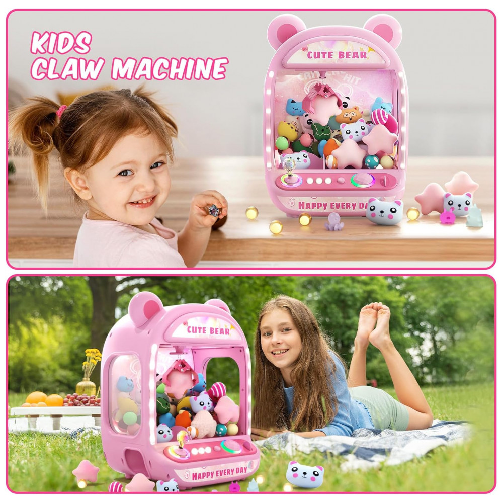 Skirfy Máquina de Garra Mini Arcade Rosa para Crianças, Brinquedo Vending Machine com Prêmios e Som, Presente de Aniversário para Idades 6-12 - Imagem 8