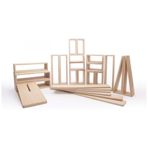 Blocos ocos Outdoor Hollow Blocks Guidecraft em madeira de eucalipto com 25 peças para construção externa e atividades STEM