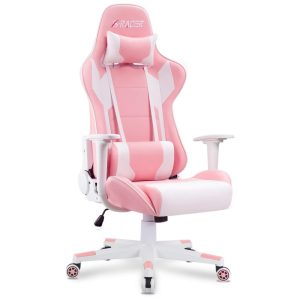 Homall Cadeira de Escritório Gamer Ergonômica e Ajustável com Apoio para Lombar Rosa