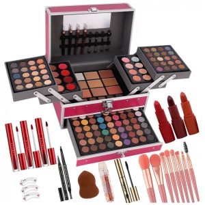 UNIFULL Kit de Maquiagem Completo 132 Cores - Sombra Batom Corretivo Gloss Delineador Máscara e Pincéis Profissionais