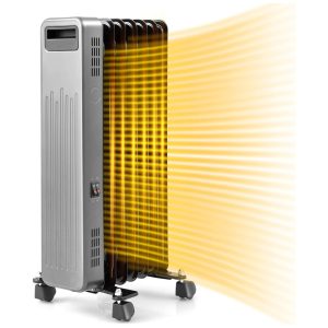 Aquecedor a Óleo com 3 Modos de Aquecimento e Proteção Contra Superaquecimento 110V 1500W PETSITE Prata e Preto