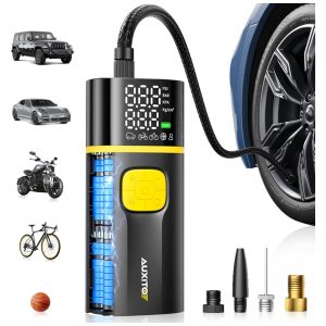 Compressor de Ar Portátil AUXITO A502 para Pneus de Carro Caminhão Bicicleta e Moto com Medidor Digital de Pressão de Pneus e Luz LED A5027800mAh