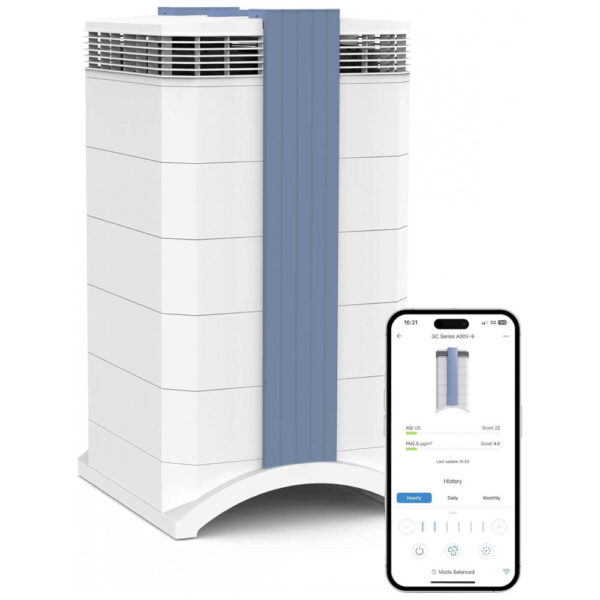 Purificador de Ar IQAir GC MultiGas XE - Filtração Inteligente de MultiGases para Ambientes de até 104,51 m² - Produtos Químicos, Odores, COVs e Partí
